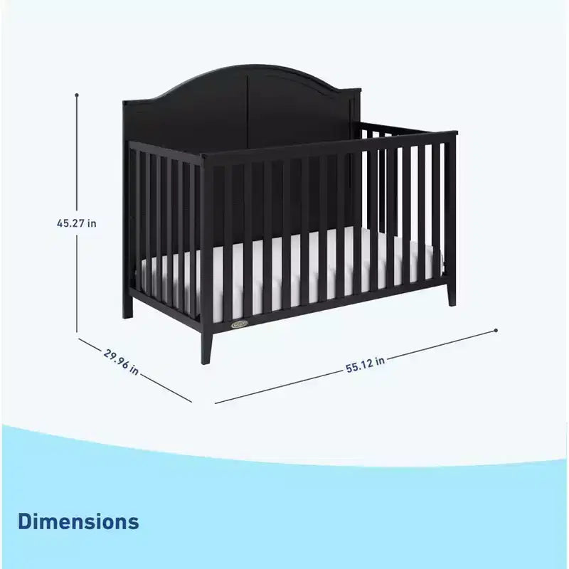 Lit de bébé convertible 5-en-1 – Noir / Gris Galet / Blanc, 1 enfant