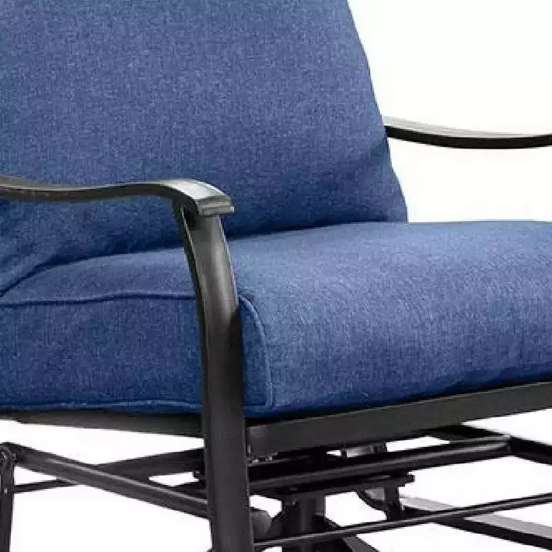 Fauteuil pivotant/à bascule bleu marine et acier noir, lot de 2