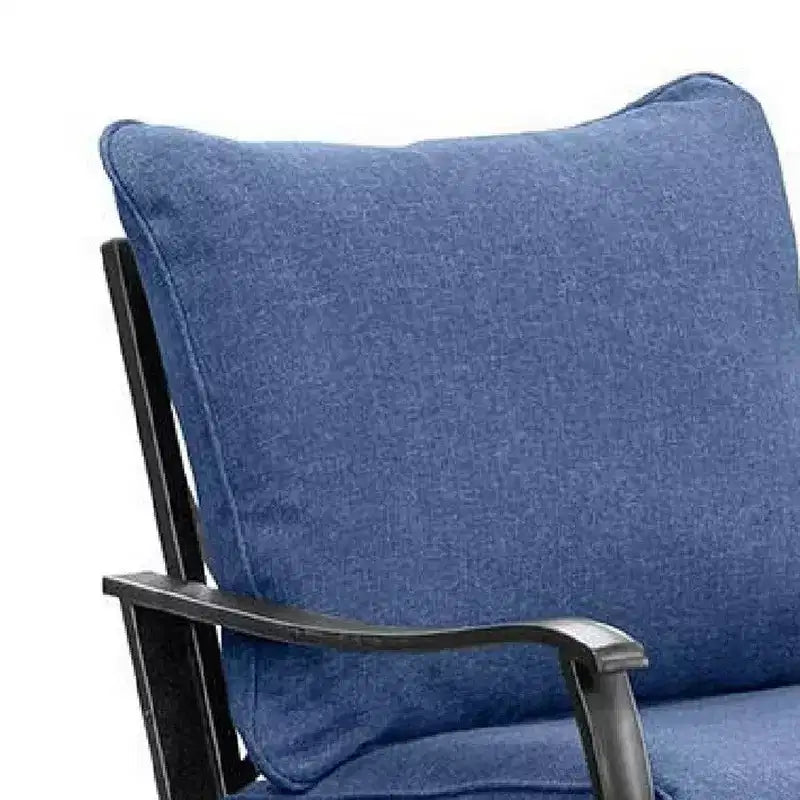 Fauteuil pivotant/à bascule bleu marine et acier noir, lot de 2