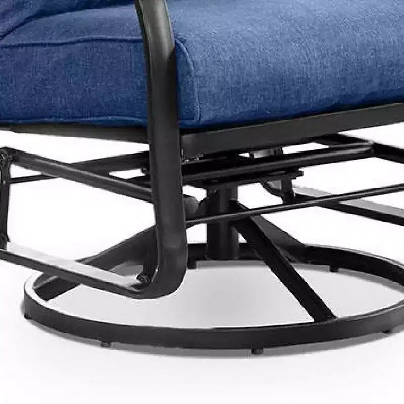 Fauteuil pivotant/à bascule bleu marine et acier noir, lot de 2