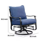 Fauteuil pivotant/à bascule bleu marine et acier noir, lot de 2