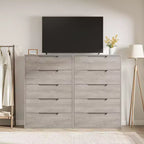 Commode en bois à 5 tiroirs – Noir / Gris / Blanc, Autoportante, Utilisation 1 personne