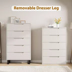 Commode en bois à 5 tiroirs – Noir / Gris / Blanc, Autoportante, Utilisation 1 personne