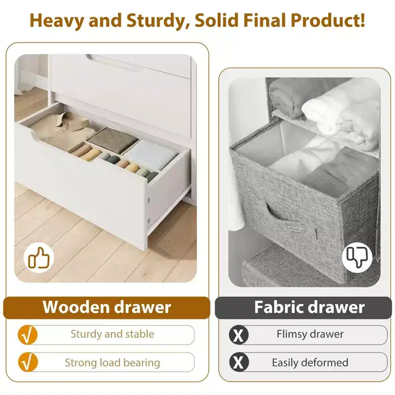 Commode en bois à 5 tiroirs – Noir / Gris / Blanc, Autoportante, Utilisation 1 personne