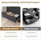 Commode en bois à 5 tiroirs – Noir / Gris / Blanc, Autoportante, Utilisation 1 personne