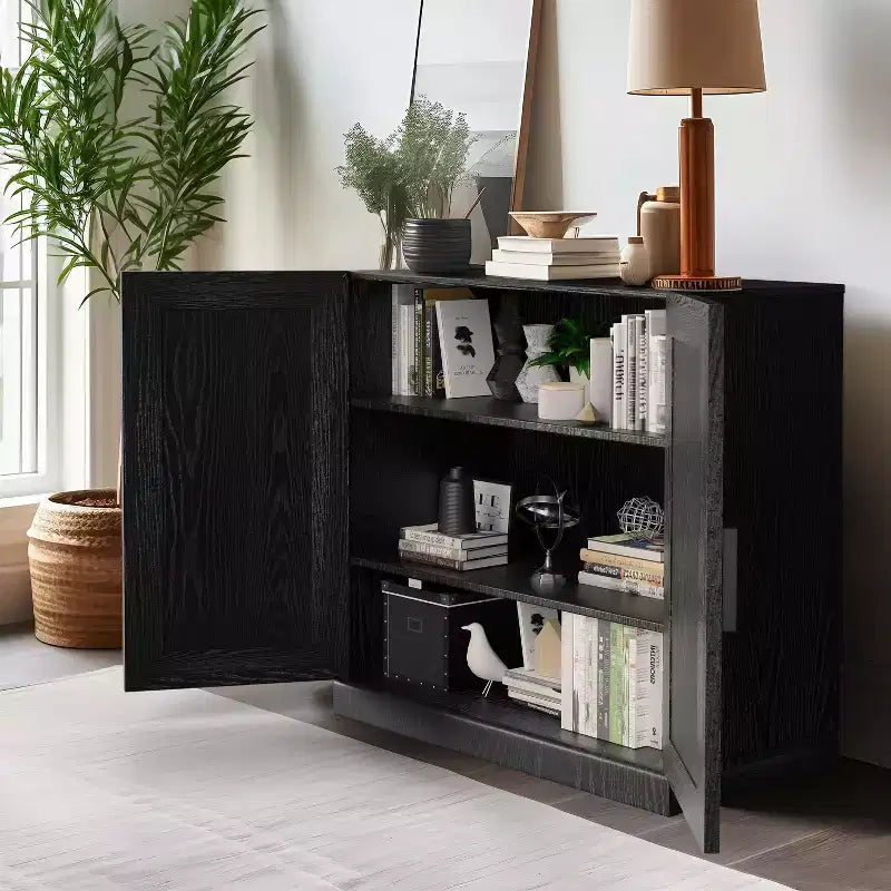 Armoire de rangement moderne noire – 2 portes, étagère réglable, 1 utilisateur