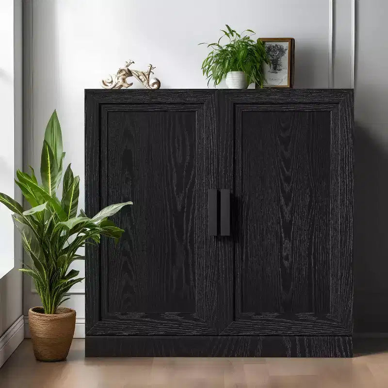 Armoire de rangement moderne noire – 2 portes, étagère réglable, 1 utilisateur