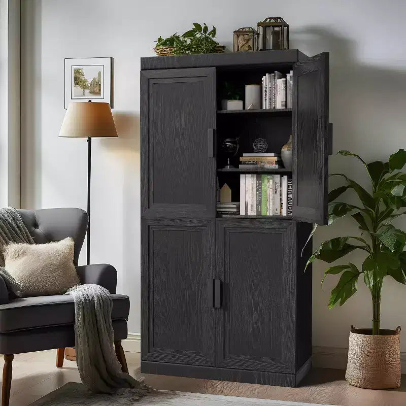 Armoire de rangement moderne noire – 2 portes, étagère réglable, 1 utilisateur