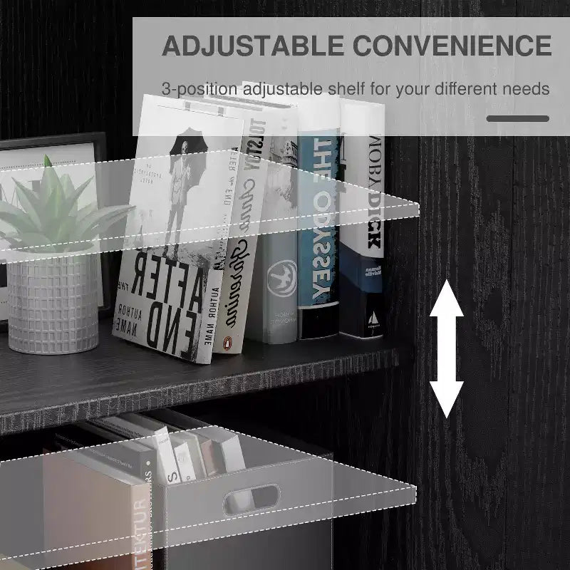 Armoire de rangement moderne noire – 2 portes, étagère réglable, 1 utilisateur