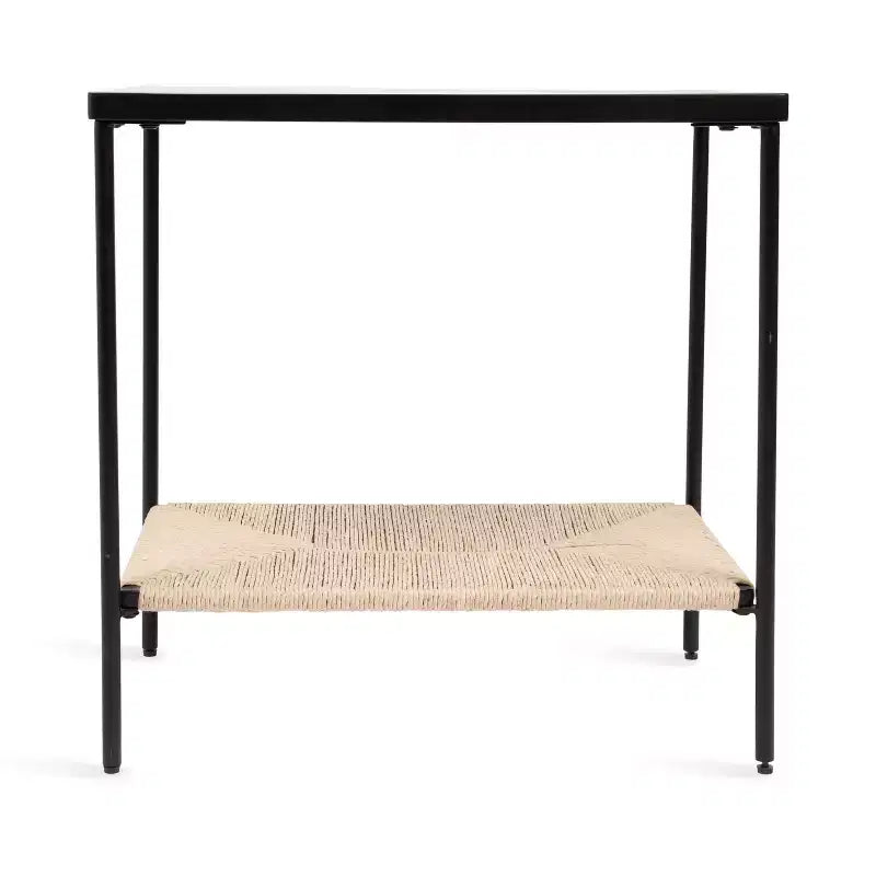 Table d'appoint rectangulaire à niveaux Noir et Naturel, pour 1 personne