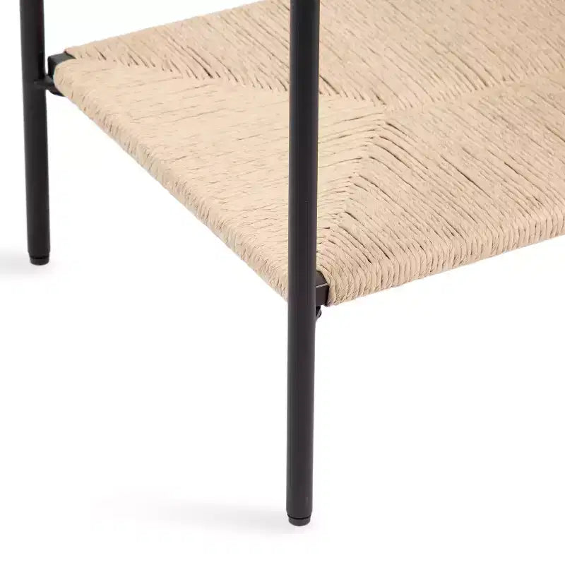 Table d'appoint rectangulaire à niveaux Noir et Naturel, pour 1 personne