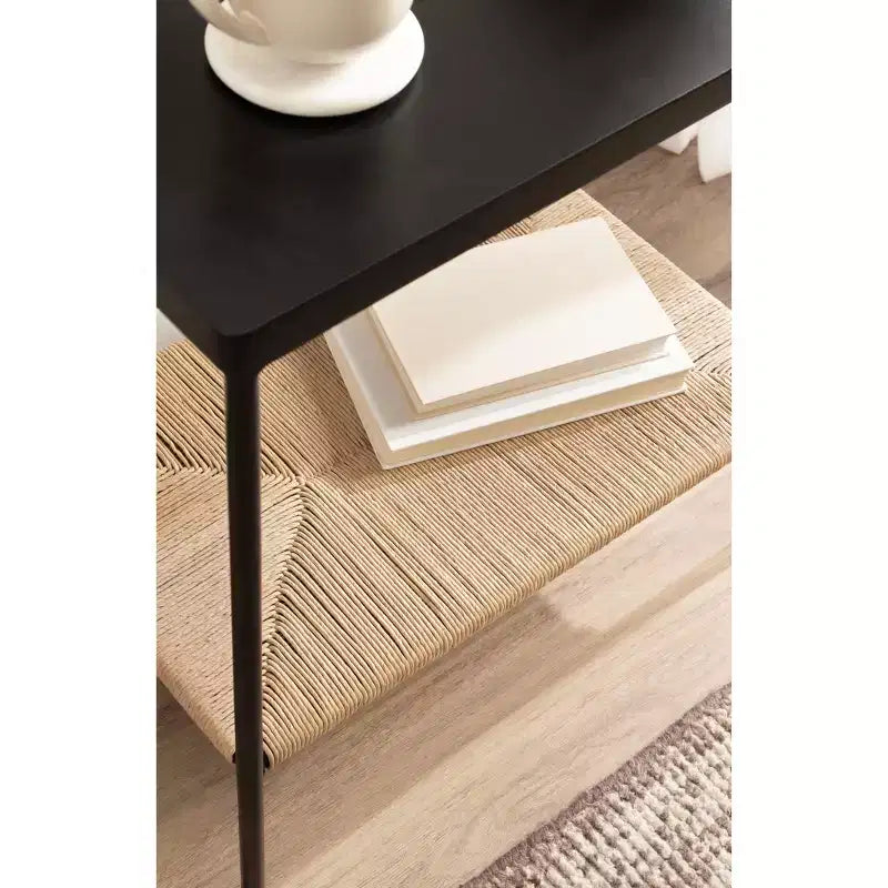 Table d'appoint rectangulaire à niveaux Noir et Naturel, pour 1 personne