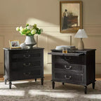 Table de chevet à 3 tiroirs avec prise intégrée, lot de 2 – Chêne / Anthracite / Noyer