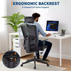 Chaise de bureau pivotante noire/grise à dossier haut, avec accoudoirs, 1 place