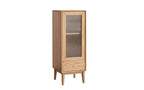 Meuble de rangement en bois de chêne avec porte vitrée et poignée en laiton, Naturel, 1 personne