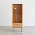 Meuble de rangement en bois de chêne avec porte vitrée et poignée en laiton, Naturel, 1 personne