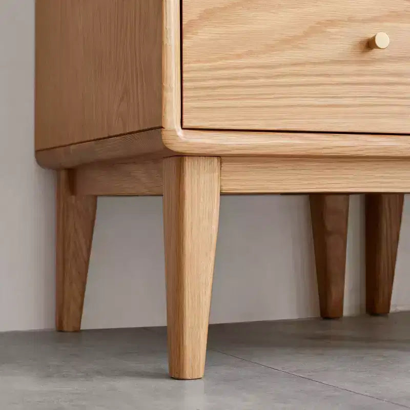 Meuble de rangement en bois de chêne avec porte vitrée et poignée en laiton, Naturel, 1 personne