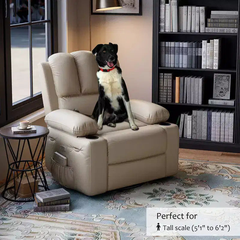 Fauteuil inclinable 1 place en similicuir PU marron avec accoudoirs