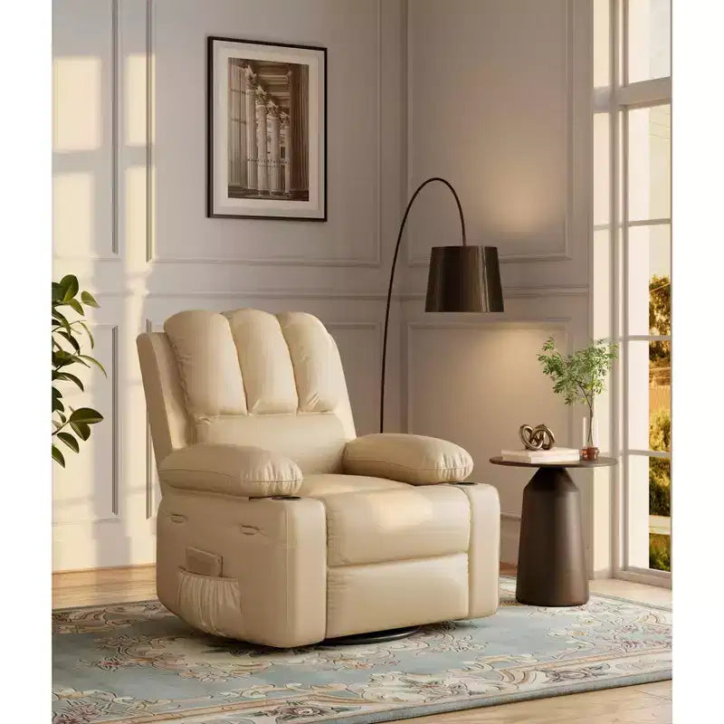 Fauteuil inclinable 1 place en similicuir PU marron avec accoudoirs