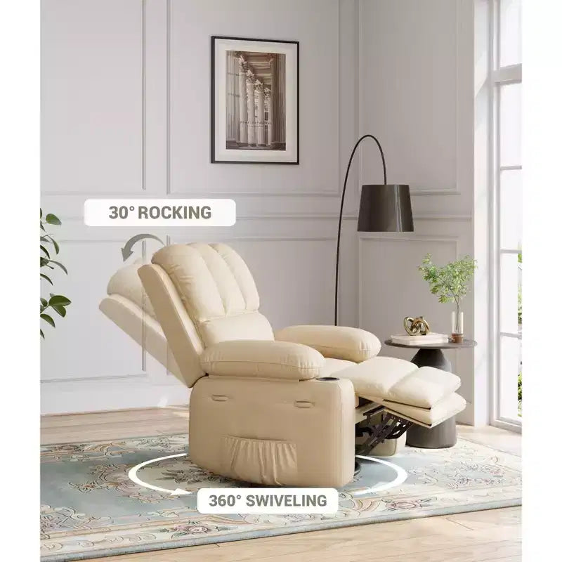 Fauteuil inclinable 1 place en similicuir PU marron avec accoudoirs