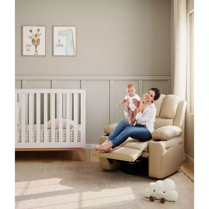 Fauteuil inclinable 1 place en similicuir PU marron avec accoudoirs