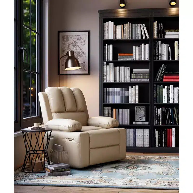 Fauteuil inclinable 1 place en similicuir PU marron avec accoudoirs