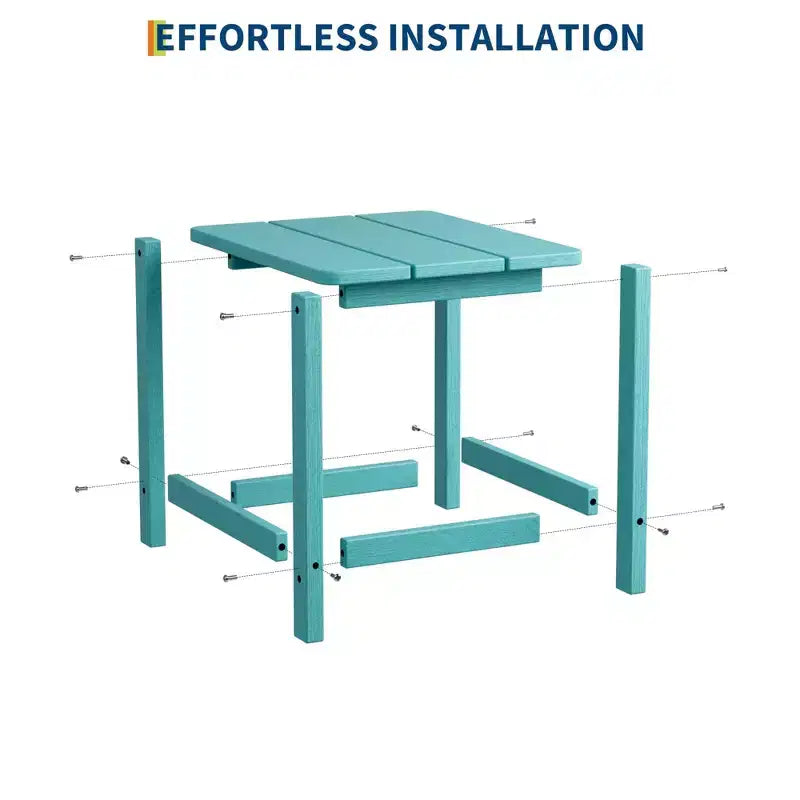 Table d'appoint extérieure carrée en PEHD – Noir / Bleu / Marron / Gris foncé / Blanc, 1 personne