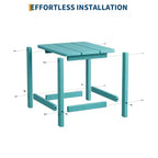 Table d'appoint extérieure carrée en PEHD – Noir / Bleu / Marron / Gris foncé / Blanc, 1 personne