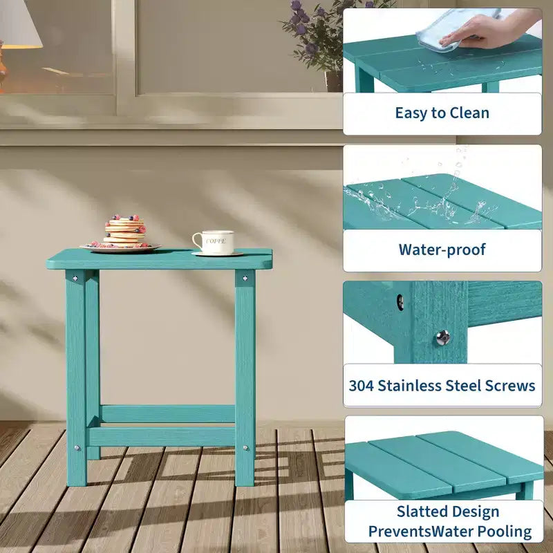 Table d'appoint extérieure carrée en PEHD – Noir / Bleu / Marron / Gris foncé / Blanc, 1 personne