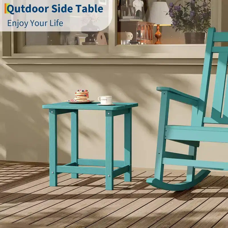 Table d'appoint extérieure carrée en PEHD – Noir / Bleu / Marron / Gris foncé / Blanc, 1 personne