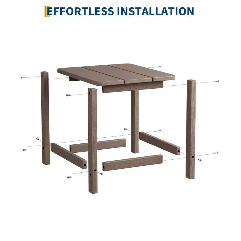 Table d'appoint extérieure carrée en PEHD – Noir / Bleu / Marron / Gris foncé / Blanc, 1 personne