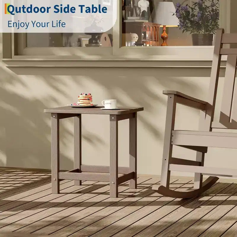 Table d'appoint extérieure carrée en PEHD – Noir / Bleu / Marron / Gris foncé / Blanc, 1 personne
