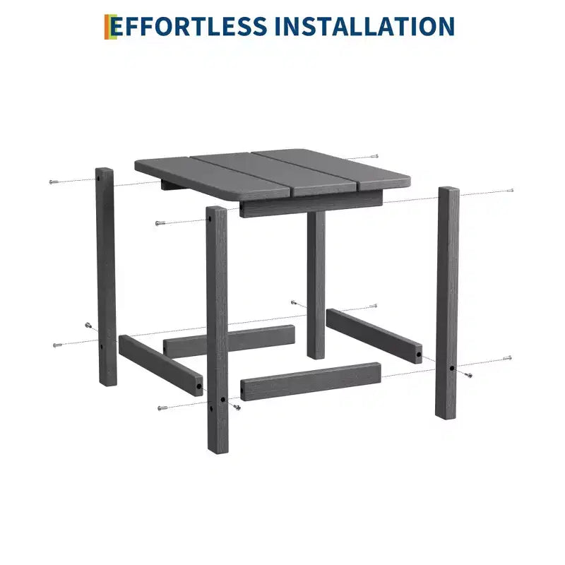 Table d'appoint extérieure carrée en PEHD – Noir / Bleu / Marron / Gris foncé / Blanc, 1 personne