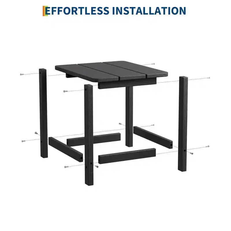 Table d'appoint extérieure carrée en PEHD – Noir / Bleu / Marron / Gris foncé / Blanc, 1 personne