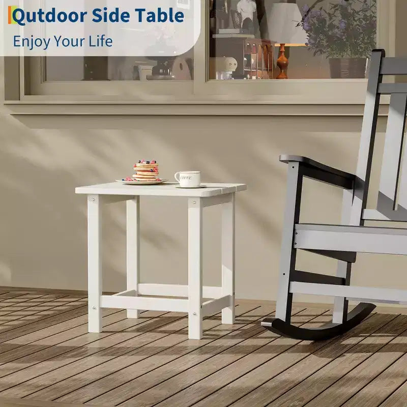 Table d'appoint extérieure carrée en PEHD – Noir / Bleu / Marron / Gris foncé / Blanc, 1 personne