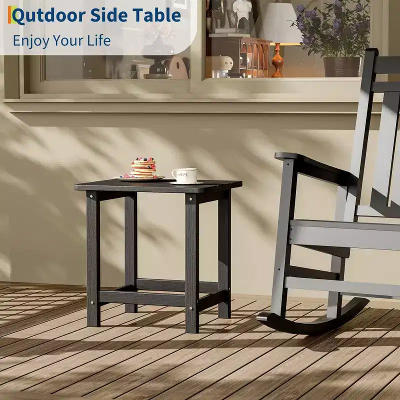 Table d'appoint extérieure carrée en PEHD – Noir / Bleu / Marron / Gris foncé / Blanc, 1 personne