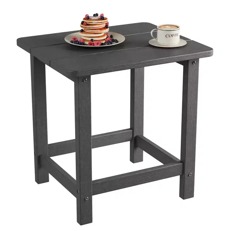 Table d'appoint extérieure carrée en PEHD – Noir / Bleu / Marron / Gris foncé / Blanc, 1 personne
