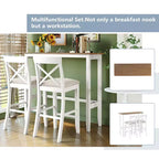 Ensemble de salle à manger rectangulaire style ferme 3 pièces, naturel/gris/beige, 2 places