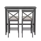 Ensemble de salle à manger rectangulaire style ferme 3 pièces, naturel/gris/beige, 2 places