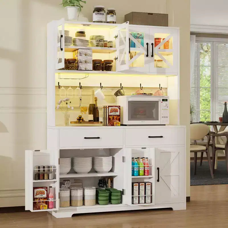 Armoire de rangement de cuisine autonome brune 1 personne avec lumières RVB et prise de courant