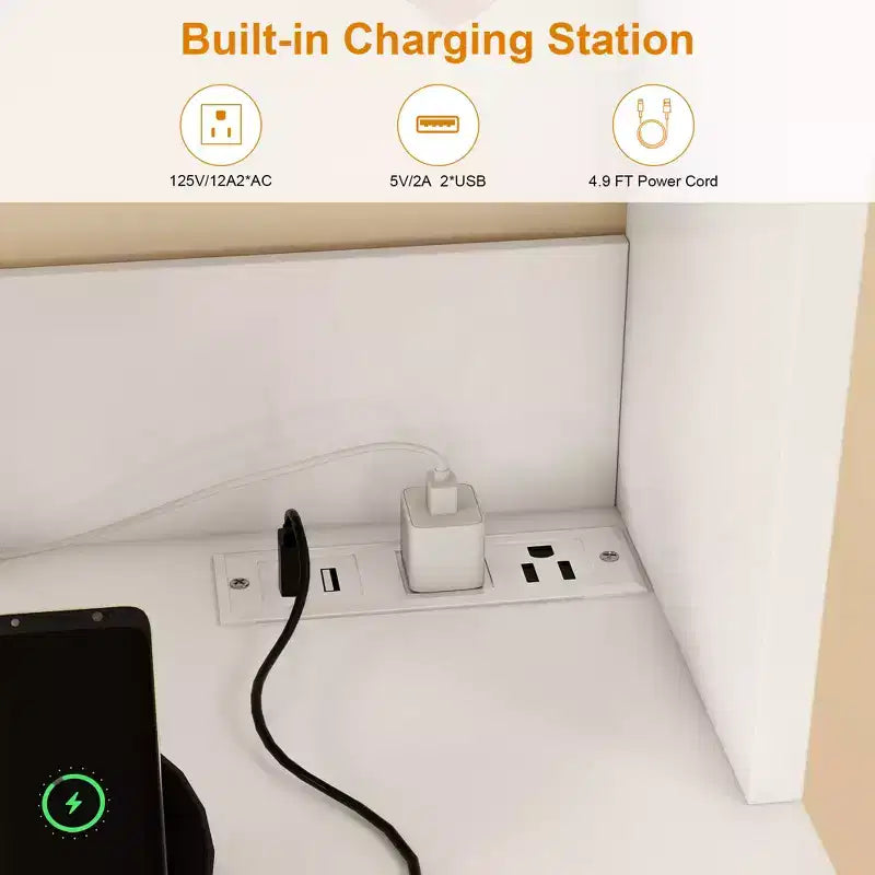 Armoire de rangement de cuisine autonome brune 1 personne avec lumières RVB et prise de courant