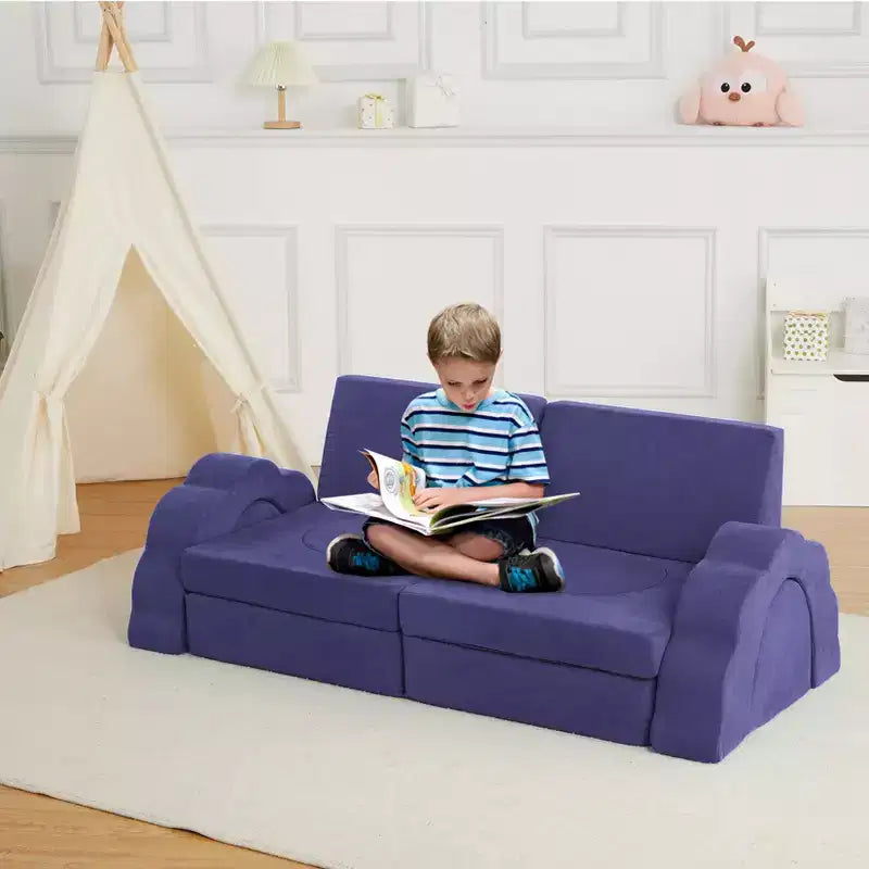 Ensemble de canapé modulable en suède gris, 11 pièces, 2 places