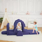 Ensemble de canapé modulable en suède gris, 11 pièces, 2 places