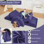 Ensemble de canapé modulable en suède gris, 11 pièces, 2 places