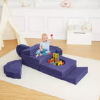 Ensemble de canapé modulable en suède gris, 11 pièces, 2 places