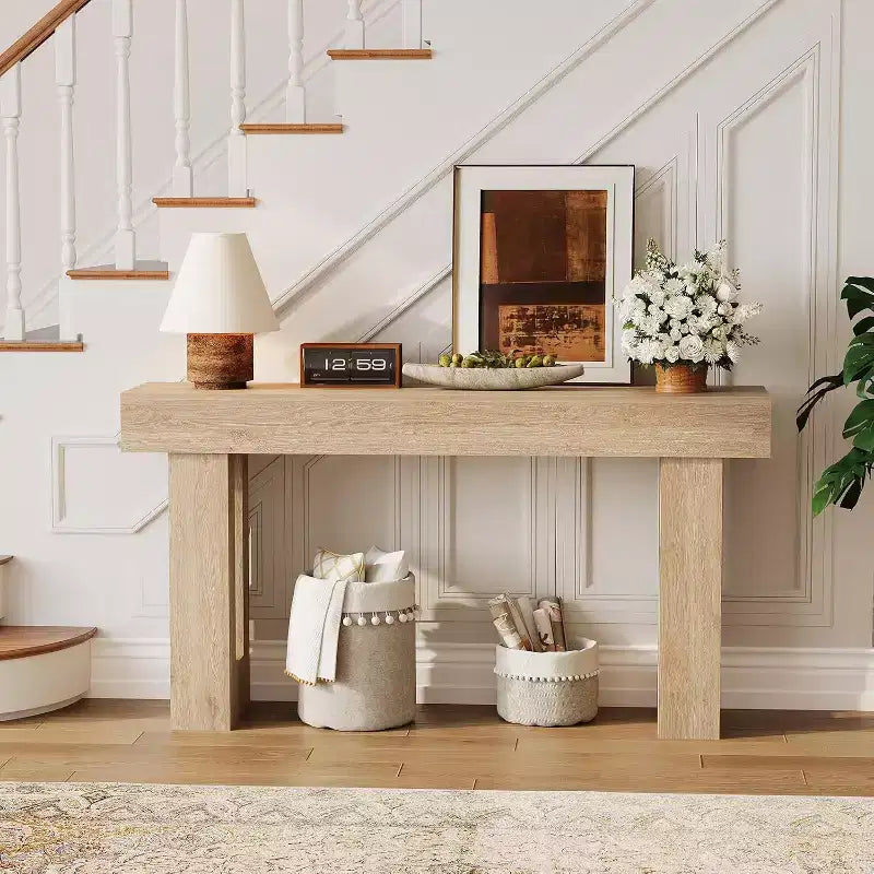Console de 63 po, marron/naturel, MDF, entrée 1 personne