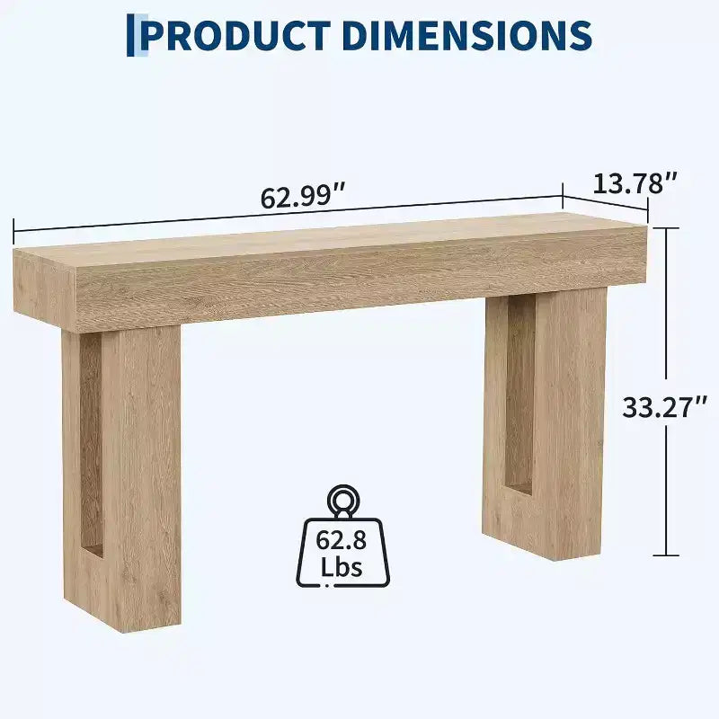 Console de 63 po, marron/naturel, MDF, entrée 1 personne