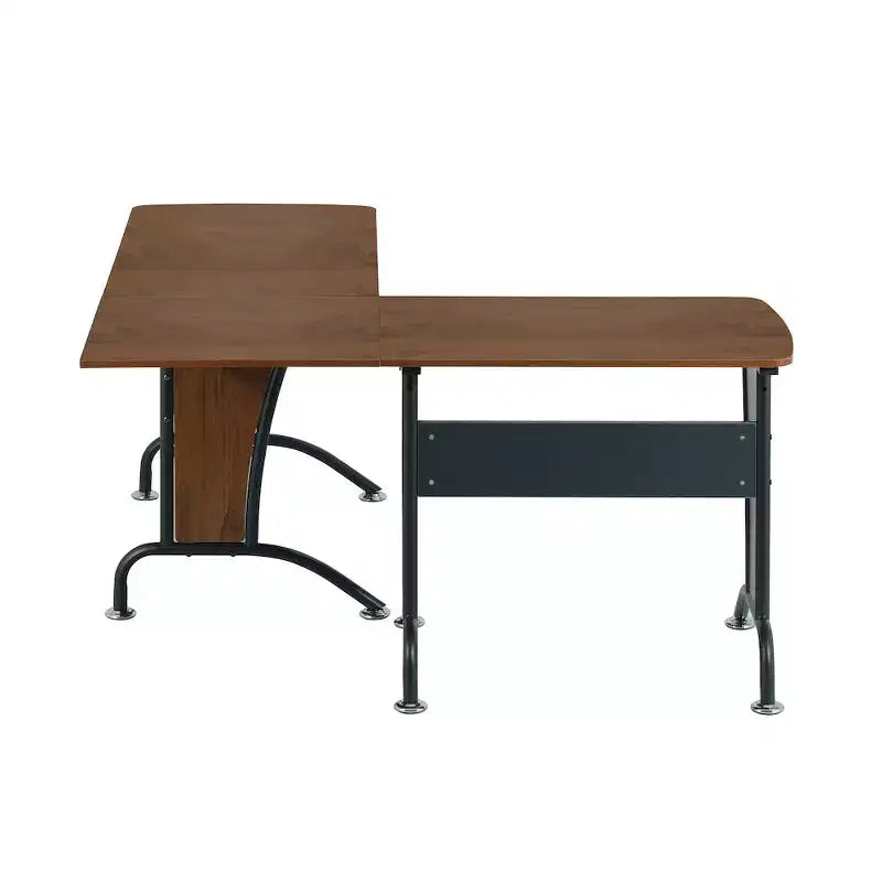 Bureau d'angle imitation bois, cadre en acier, 1 à 2 personnes