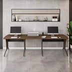 Bureau d'angle imitation bois, cadre en acier, 1 à 2 personnes