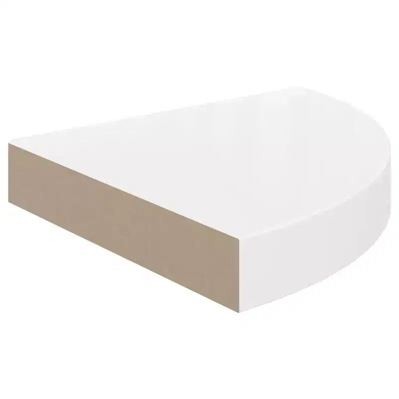Étagère d'angle flottante blanche très brillante, assemblage par 1 personne